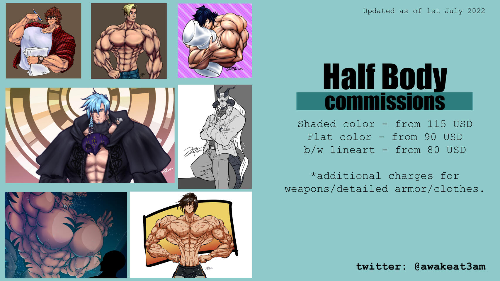 Half body commission price